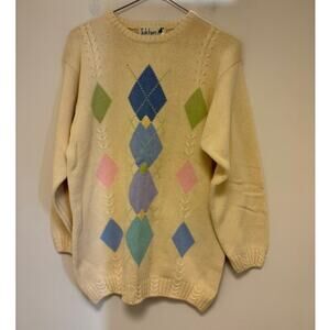 Tulchan Holiday Argyle Pullover Sweater Vintage Medium NWT